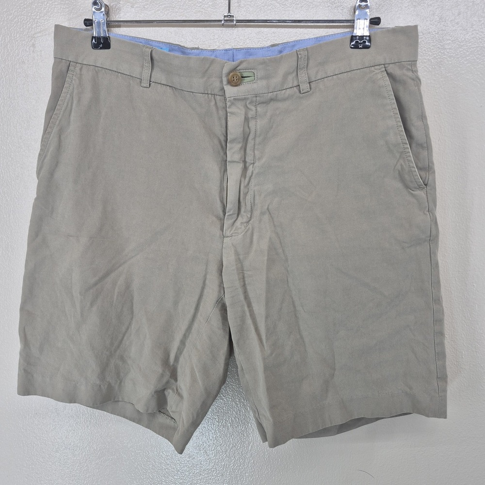 J McLaughlin Chino‎ Shorts Mens 34 Silk Cotton Khaki Tan Flat Front Golf